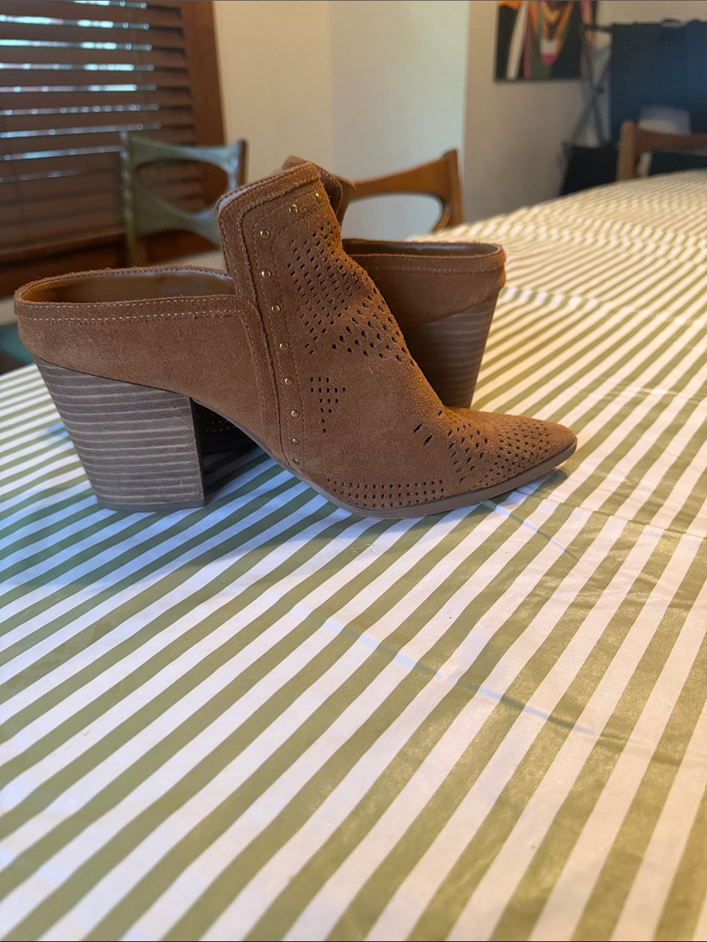 Gibson Latimer Brown Suede Perforated Slip-On Mules